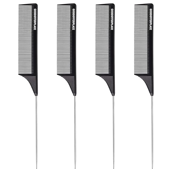 Goodofferplace 4PCS Hair Rat Tail Combs Carbon Parting
