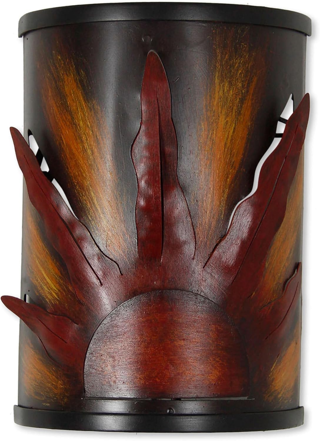 NOVICA Sun and Moon Metal Candle Sconce, Red, 'Solar Light'