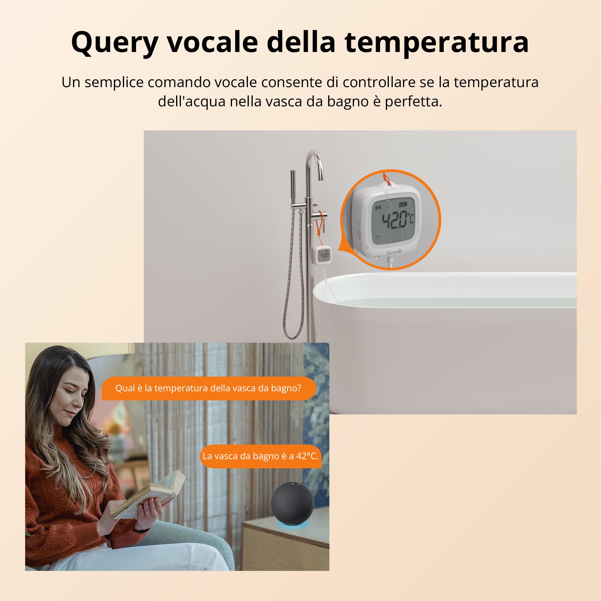 SONOFF SNZB-02LD Sensore di Temperatura Impermeabile Zigbee - Sonda in Acciaio Inossidabile 1,5 m, Display LCD, Intervallo -40~115°C, Monitoraggio APP, Supporto Magnetico, Compatibile con Hub Zigbee