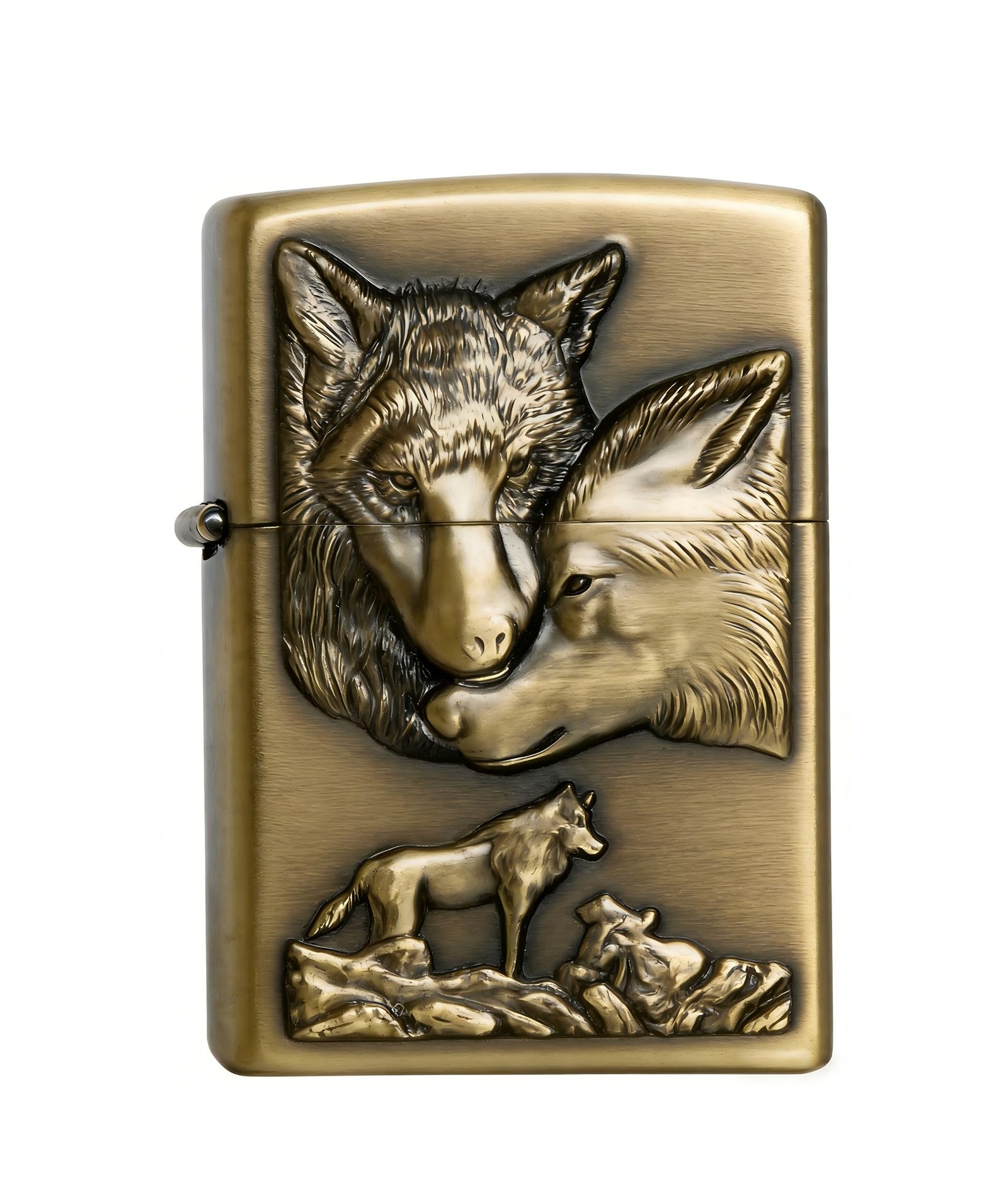 Encendedor de queroseno vintage con relieve de animal 3D, recargable y a prueba de viento