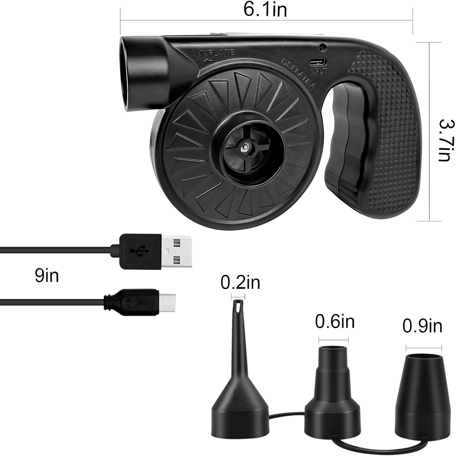Electric Air Pump for Pool Inflatables, Portable Rechargeable Air Pump, Electric Pump Inflator Deflator with 3 Nozzles for Airbed Air Mattress Swimming Pool, 4000mAh : Home & Kitchen