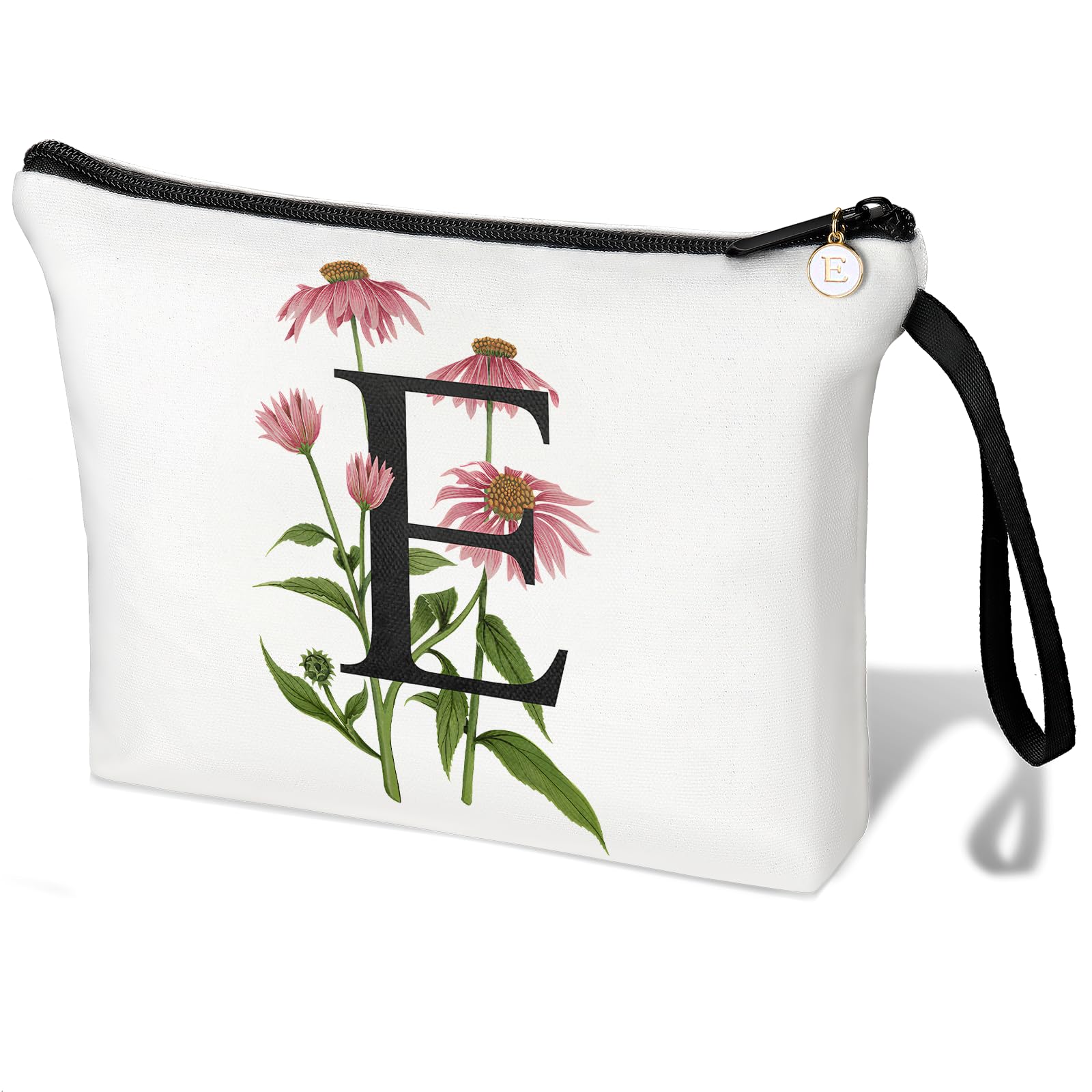 Initial Letter Bag Letter Makeup Bag for Women Initial Cosmetic Bag A-Z Personalized Makeup Bag Travel Makeup Bag,Initial Cosmetic Bag Gifts (white E)