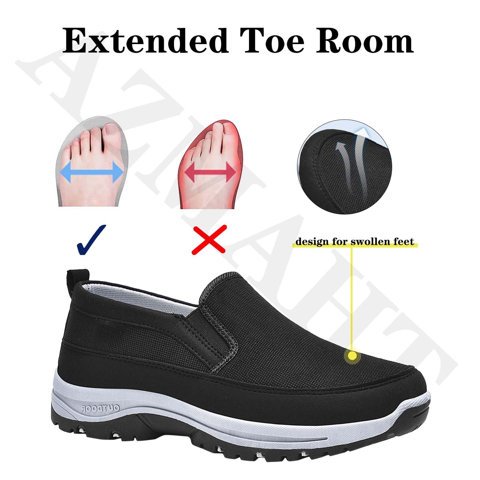Unisex Zapatillas ortopédicas para Mocasines Zapatos Casuales Antideslizantes de Parte Baja Slip-ins Mujer Zapatillas Trekking Impermeables,Negro,40/250mm