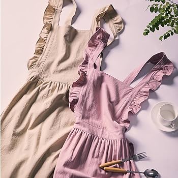 シェグリット　ロングワンピース　薄ピンク　エプロン　ホワイト Amazon｜JAnjiaLxY エプロン ドレスエプロン ワンピースエプロン