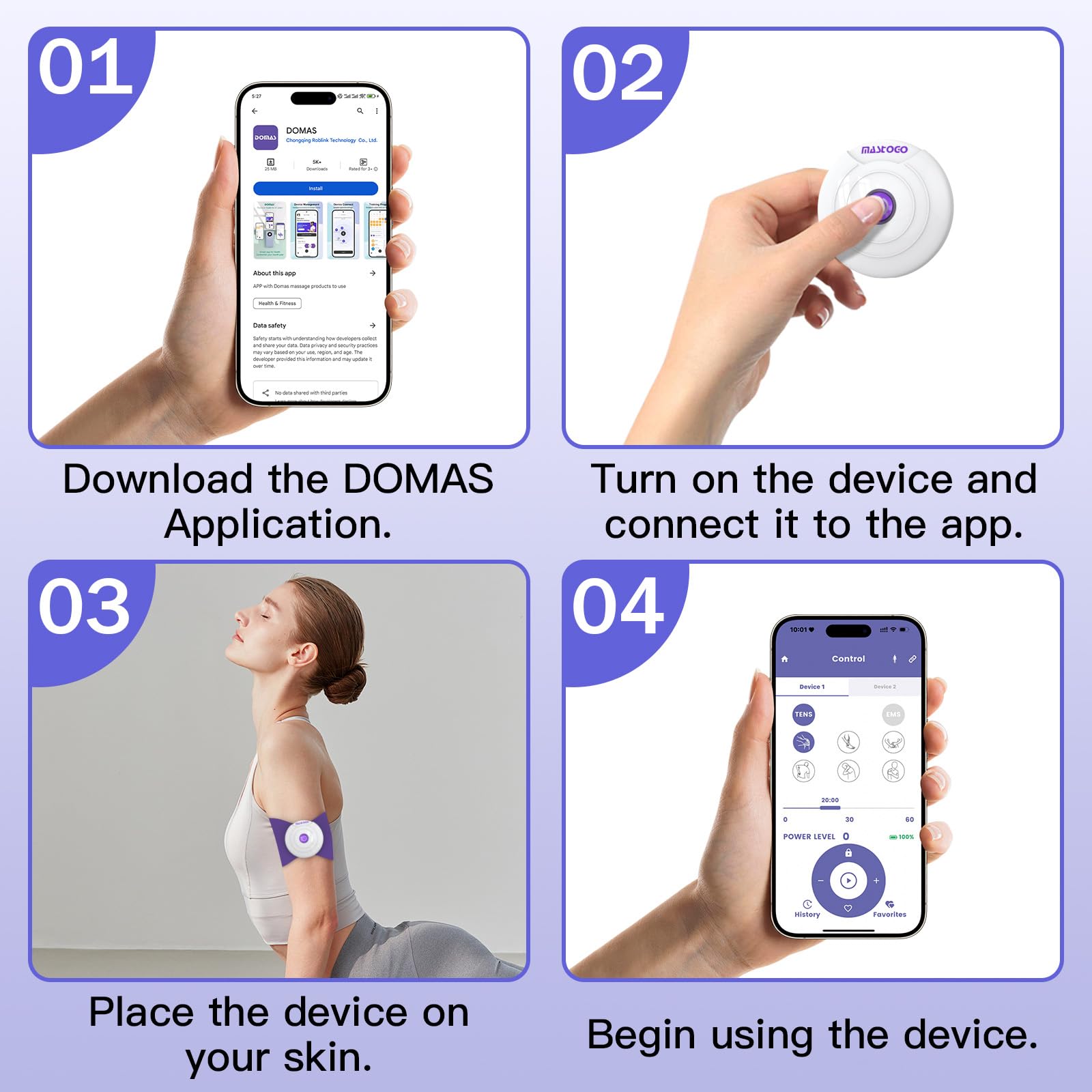 MASTOGO APP Wireless TENS Unit Muscle Stimulator 12 Modes for Pain Relief — Amazon image 8