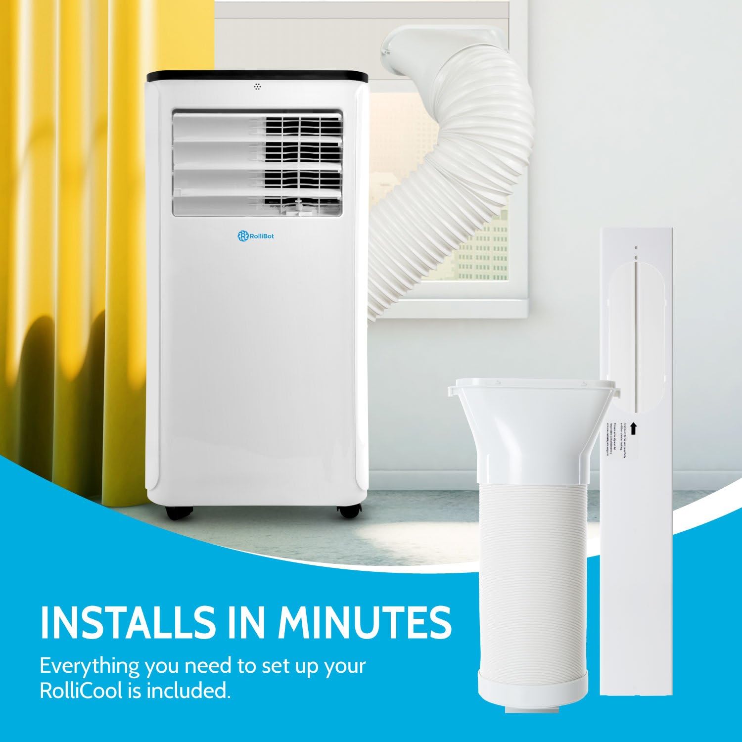 Alexa-Enabled RolliCool COOL208 Portable Air Conditioner 10000 BTU AC Unit with Heater, Dehumidifier, and Fan with Mobile App