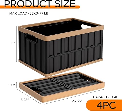 Miniatura 3 de ITYLIFE CITYLIFE Paquete de 4 contenedores de almacenamiento plegables, contenedores de almacenamiento de plástico apilables de 64 litros para