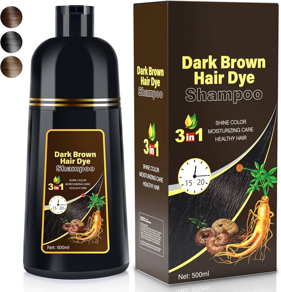 Amazon.com : JIESSIA Dark Brown Hair Dye Shampoo 3 IN 1, 16.9 Fl
