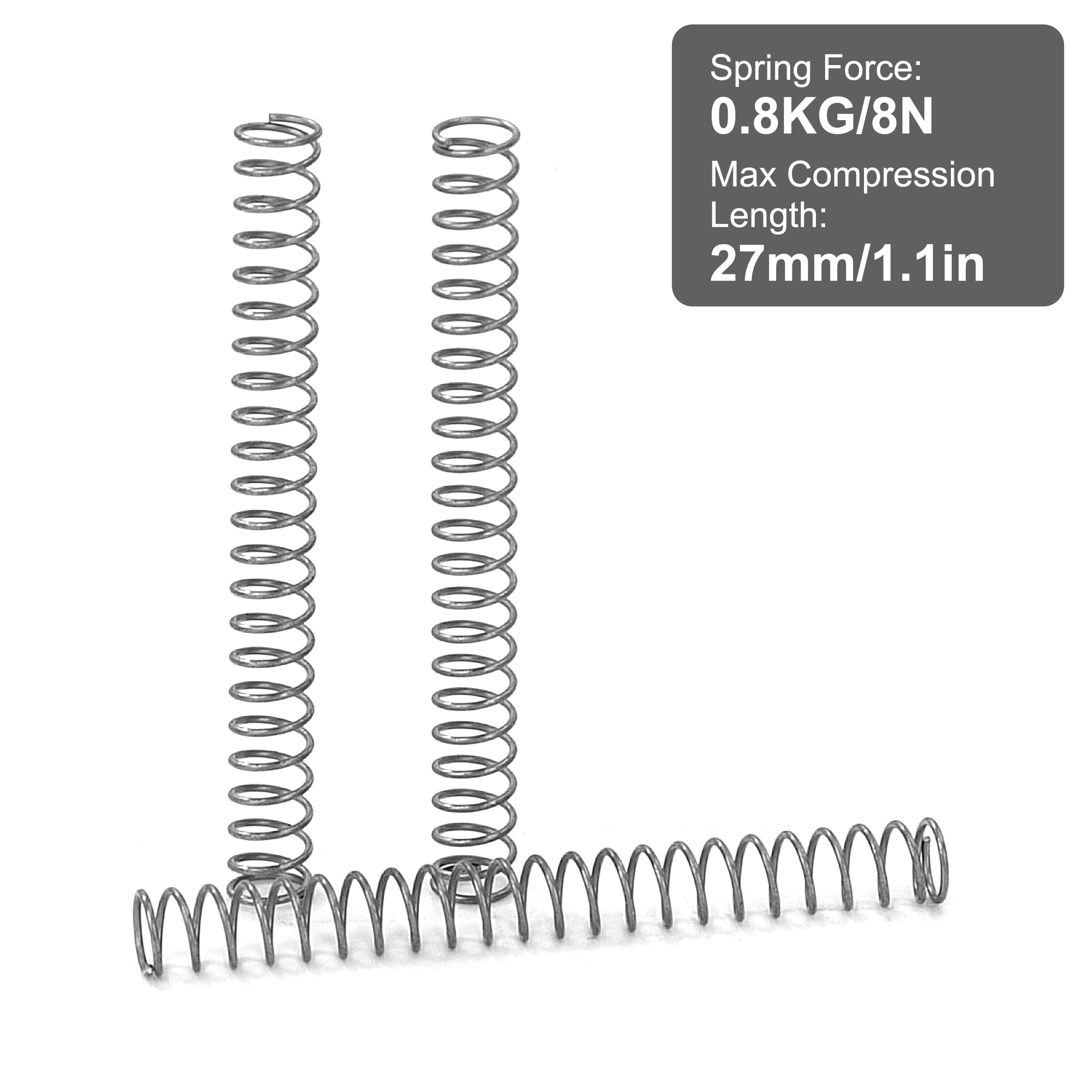 Ressort de Compression 45mm Ressorts Compression en Acier Inoxydable Diamètre du Fil 0,5mm Diamètre Extérieur 5mm Force du ressort 0,81KG 20 Pièces