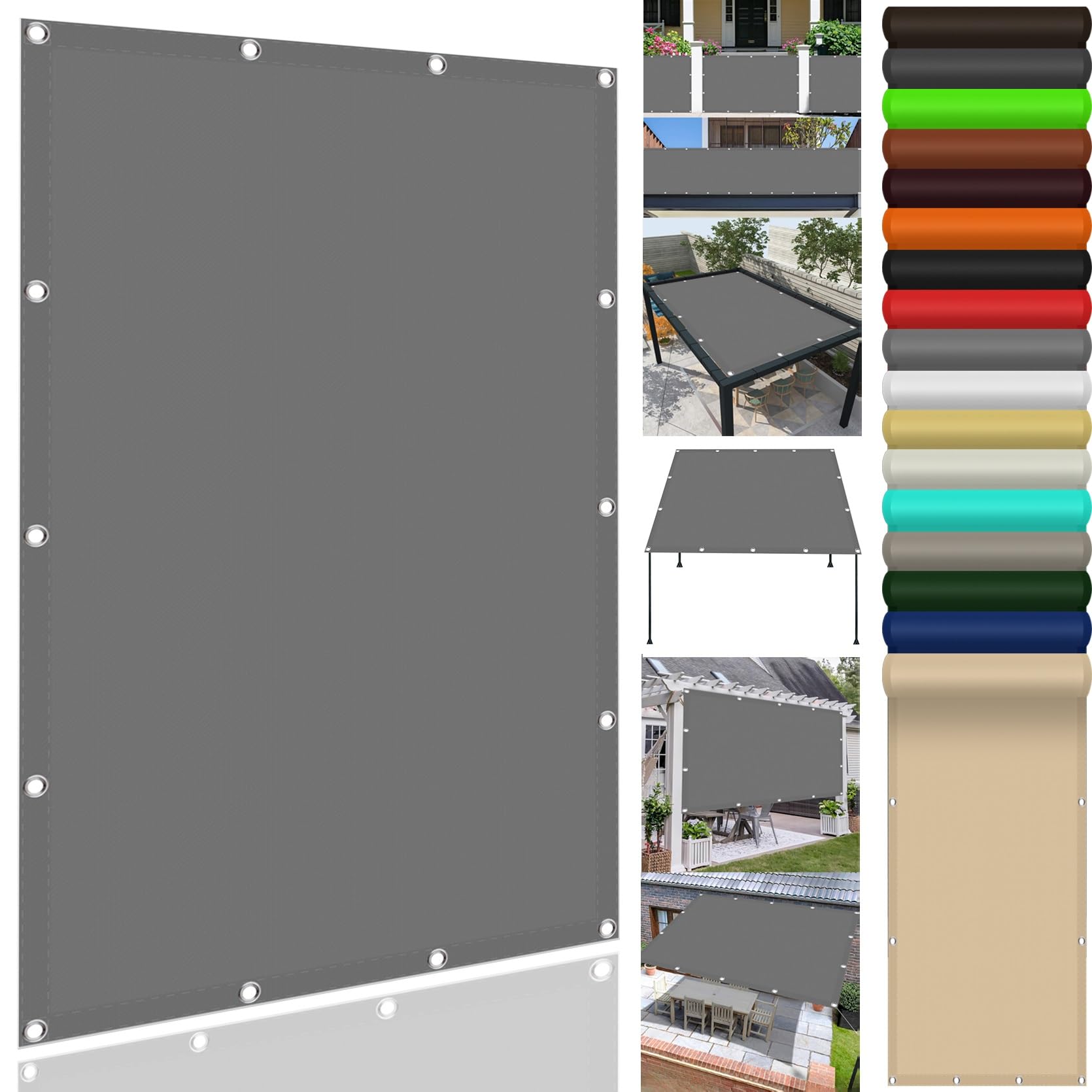 GLDYTVF Outdoor Waterproof Sun Shade Sail 310x560 cm UV Protection Custom Ideal for Balcony Carports Kennel Light Grey