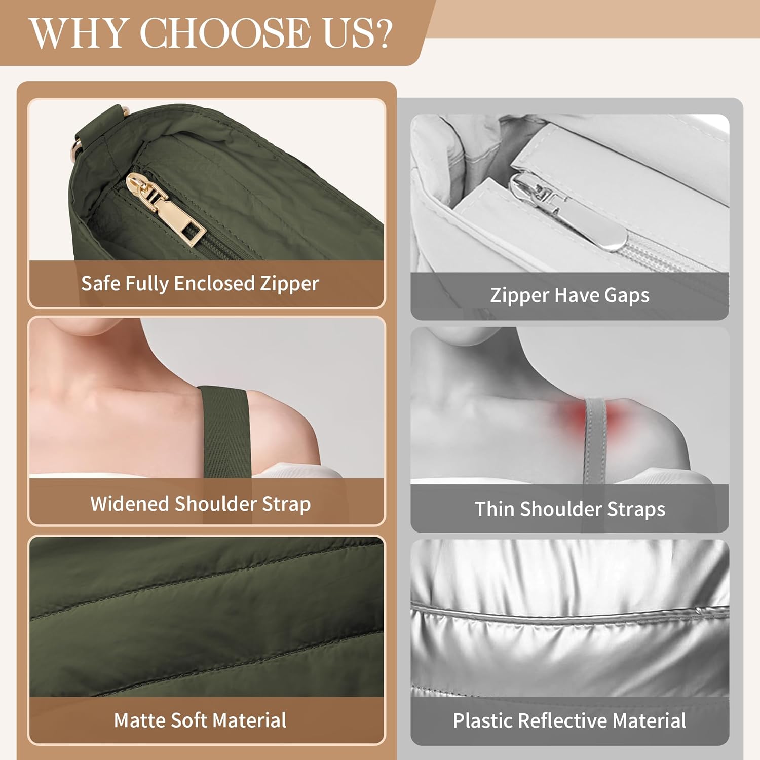 Cross Body Purses for Women Lightweight Quilted Puffer Tote Bag Casual Hobo Nylon Shoulder Handbag Travel - Image 7