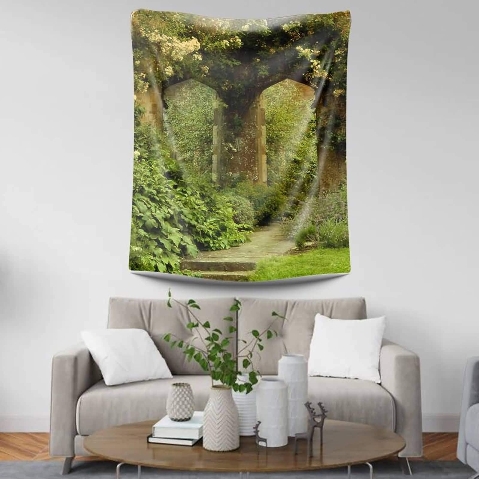 Tapisserie murale pour cacher un mur nu avec la toile verte 230x150