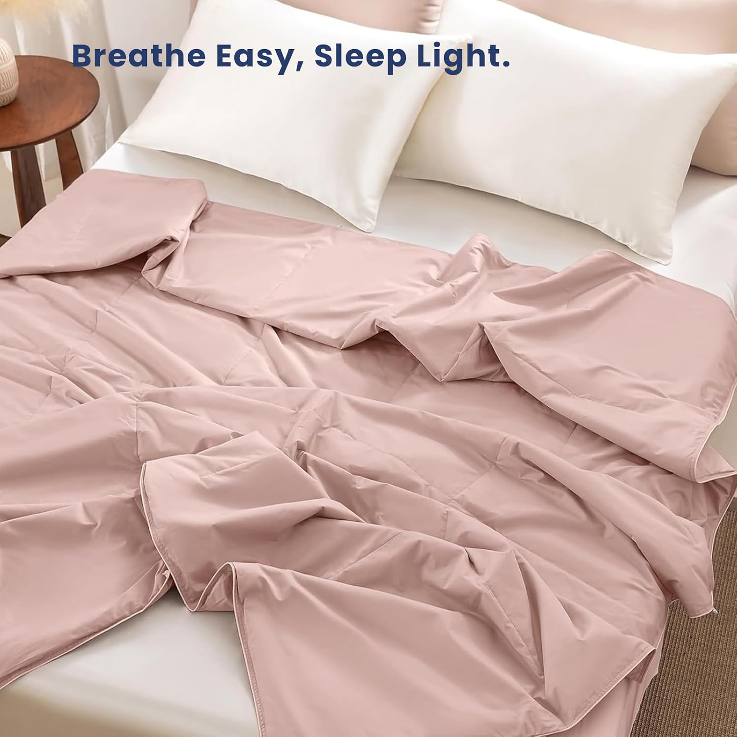THXSILK 100% Tussah Silk Cooling Quilt for Summer Pink Queen Size | 100% Long Strand Washable Wild Silk Floss Filling with Cotton Shell Comforter Duvet Ultra Soft Light Weighted Breathable
