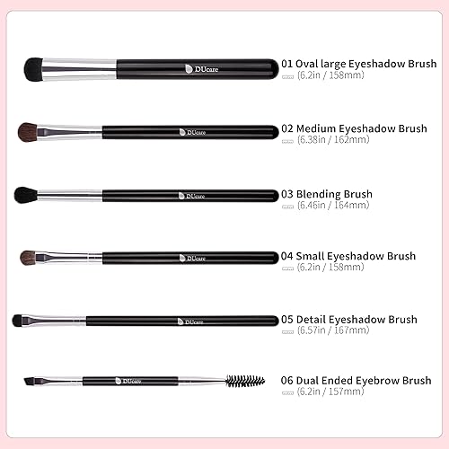 Miniatura 3 de DUcare Juego de brochas de sombra de ojos, 15 pinceles de maquillaje de ojos blancos, profesionales de mezcla de sombra de ojos, corrector de cejas