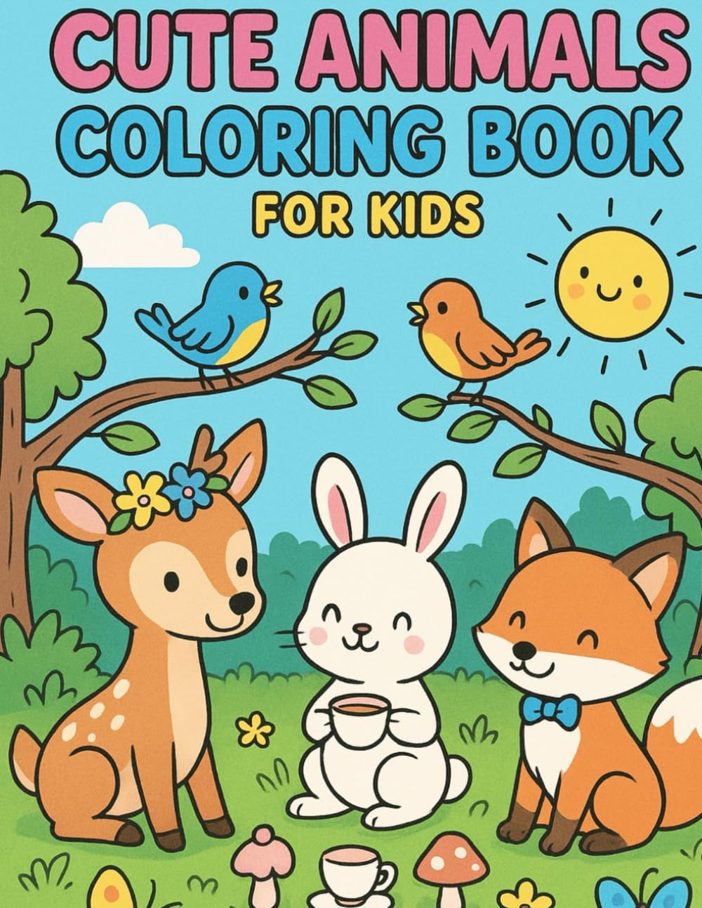 Cute Animals Coloring Book for Kids: Fun Animal Illustrations for Ages 3-6 to Color and Learn