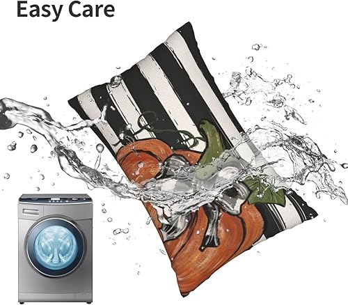 Miniatura 28 de Juego de 2 fundas de almohada de otoño de 18 x 18 pulgadas, hojas de arce de calabaza y búfalo a cuadros, decoración de otoño, de lino, Acción