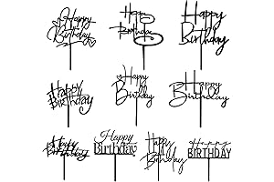 10 PCS Acrylic Black Birthday Cake & Cupcake Topper