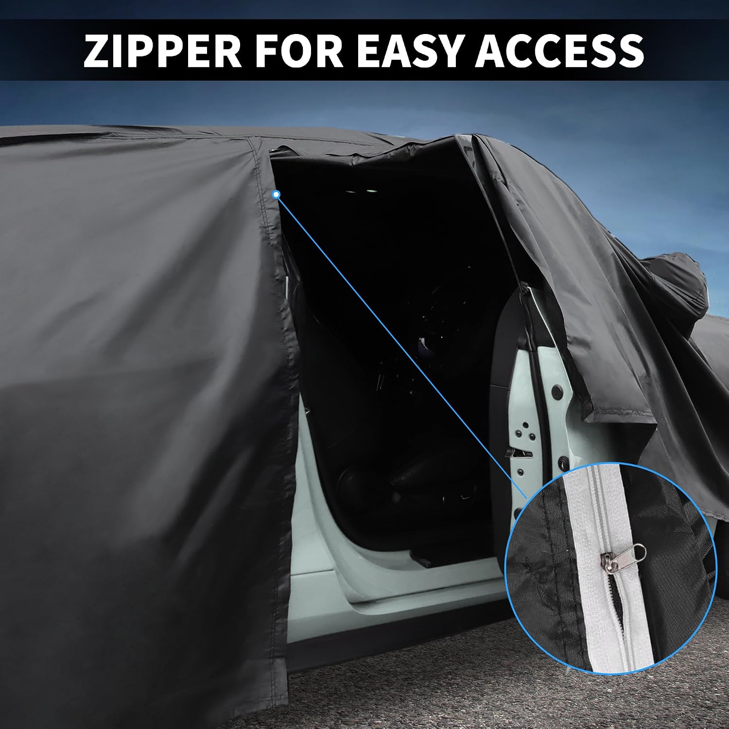 X AUTOHAUX Car Cover for VW Caddy 2015-2020 - PEVA All-Weather Waterproof Windproof Protection W/Right Zipper (Outdoor Full Coverage)