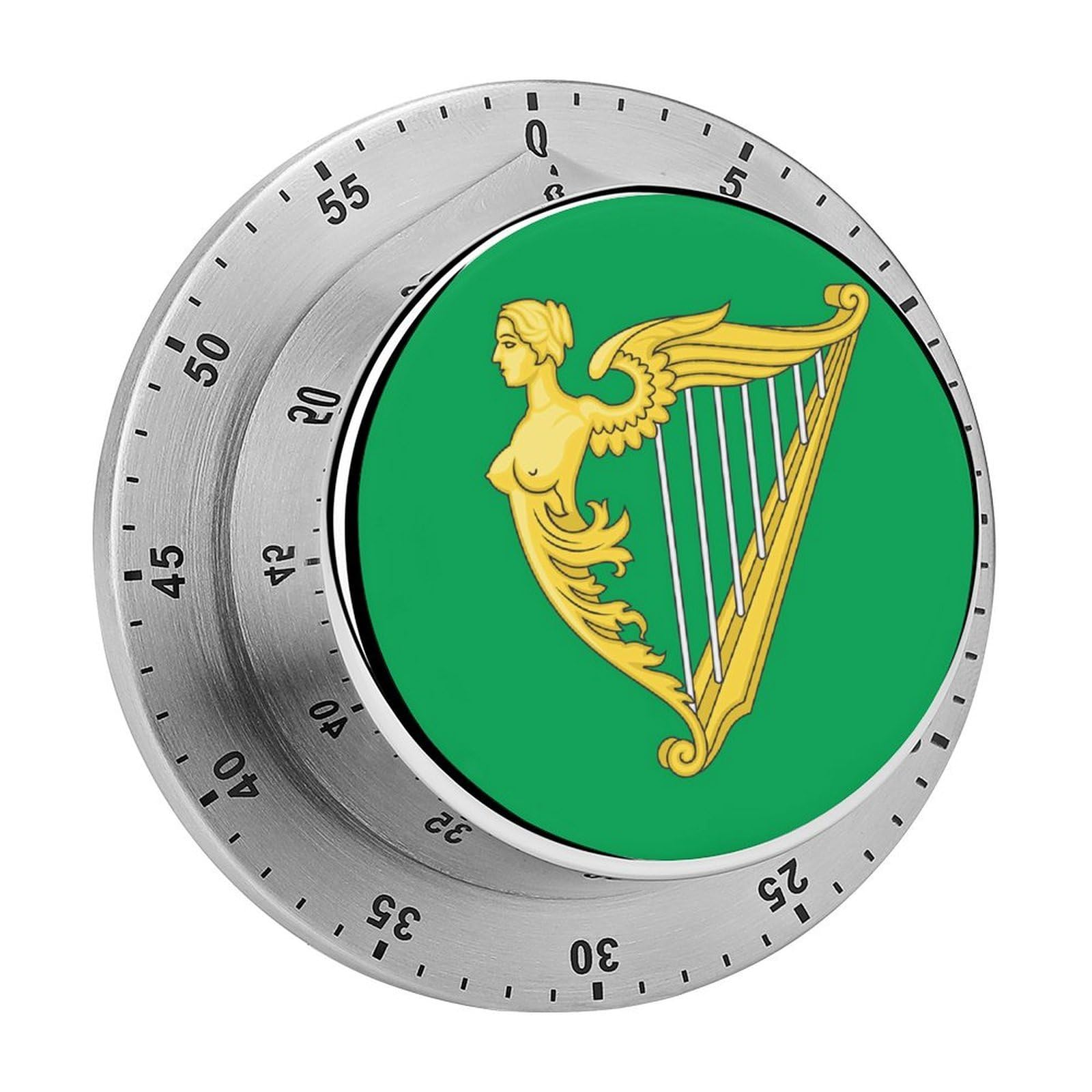 Green Harp Flag of Ireland Funny Timer 60 Minute Countdown Timer Mechanical Time Management Tool for Kitchen Work