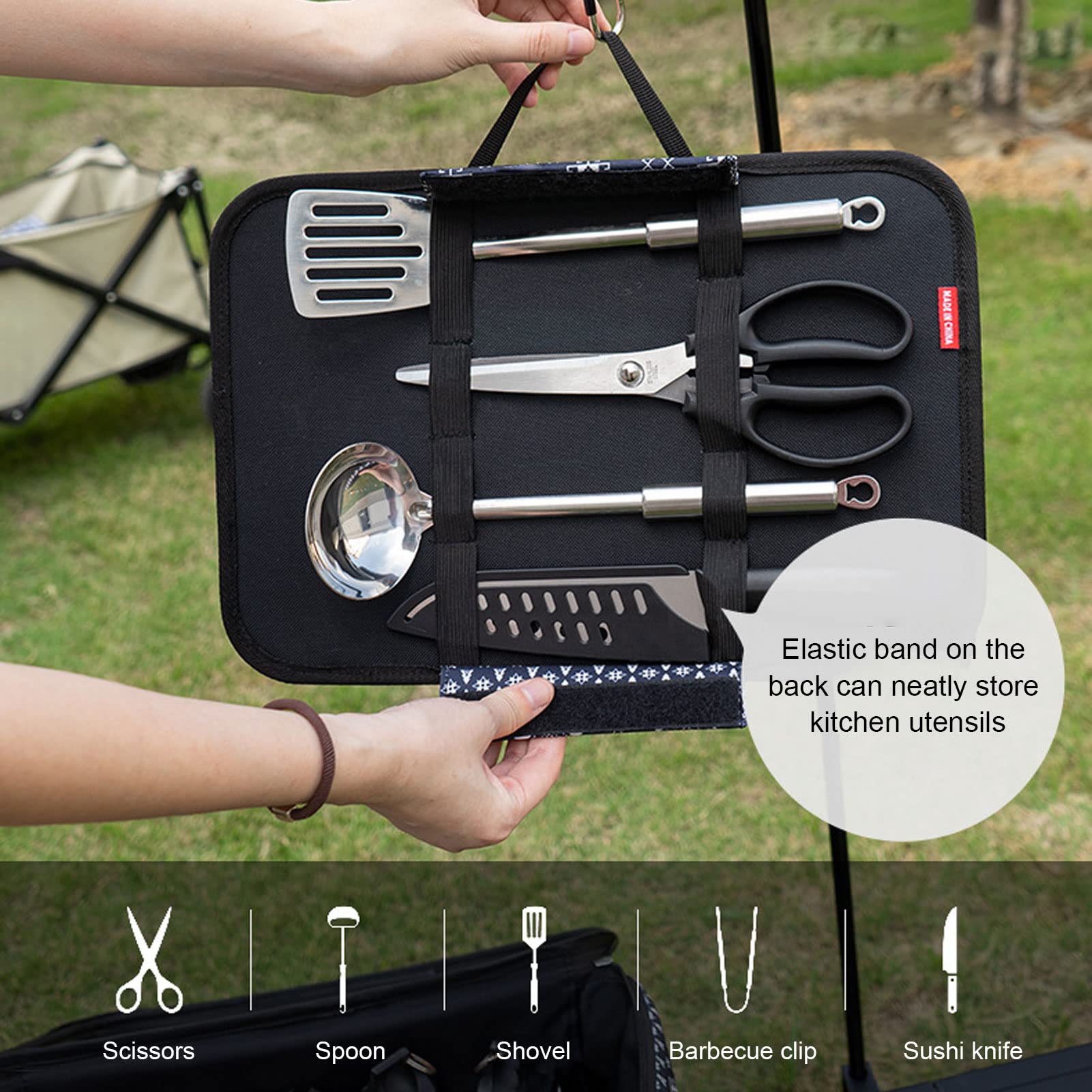 40L Campeggio Esterno Cucina Borsa di Stoccaggio Multifunzione Pieghevole Portatile Borsa Picnic per Campeggio Escursionismo Zaino in Spalla Tessuto Oxford 900D Grande capacità Impermeabile Durevole