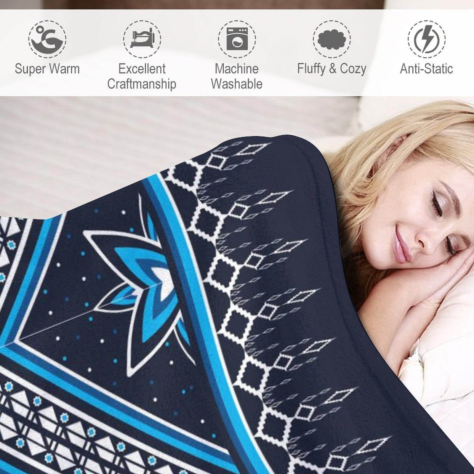 Amazon｜毛布 幾何学模様 ヴィンテージ ブランケット フランネル 掛け