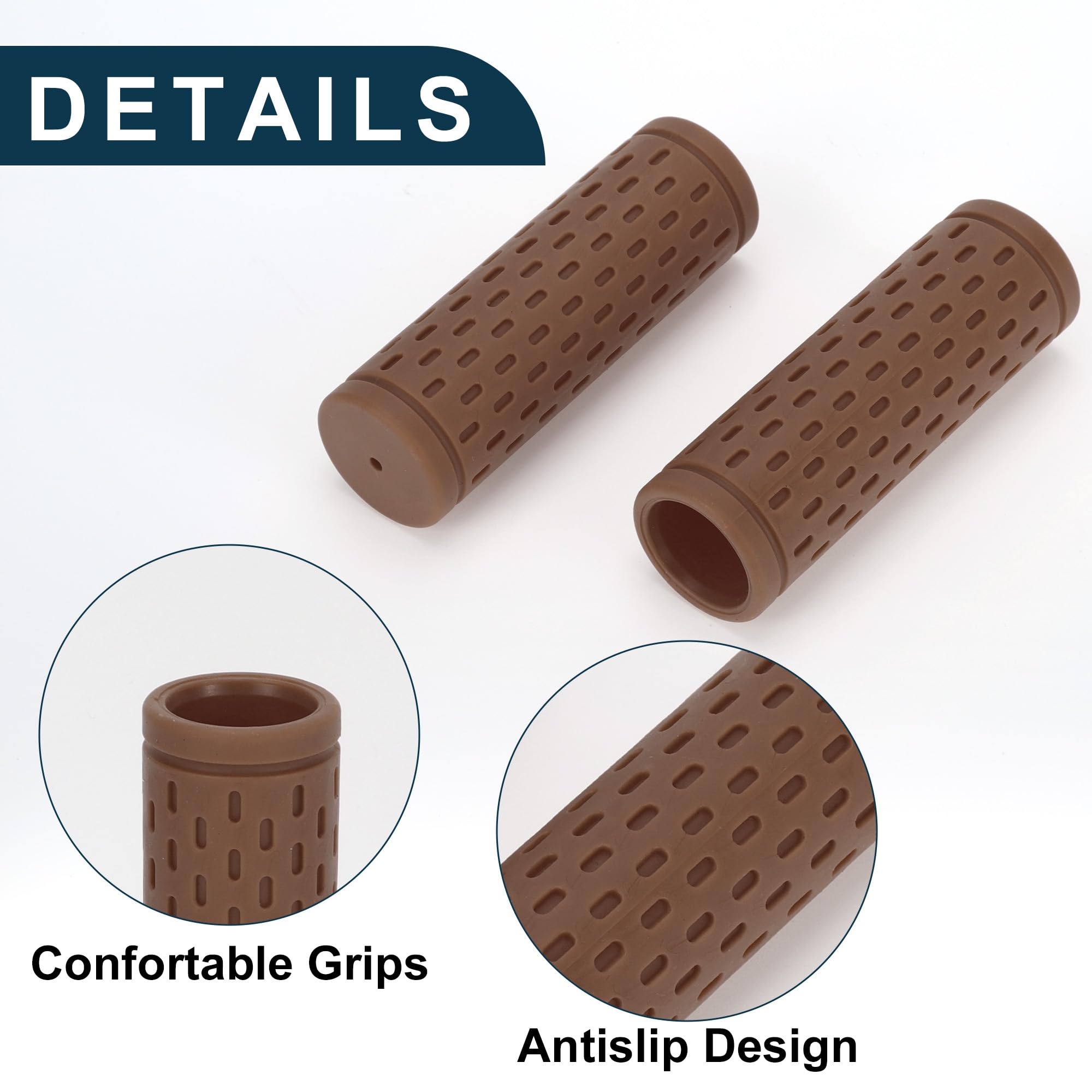 TUCKBOLD Bike Handlebar Grips Covers 90mm Long Lightweight | Bicycle End Grips Protector Brown 1 Pair - Image 4