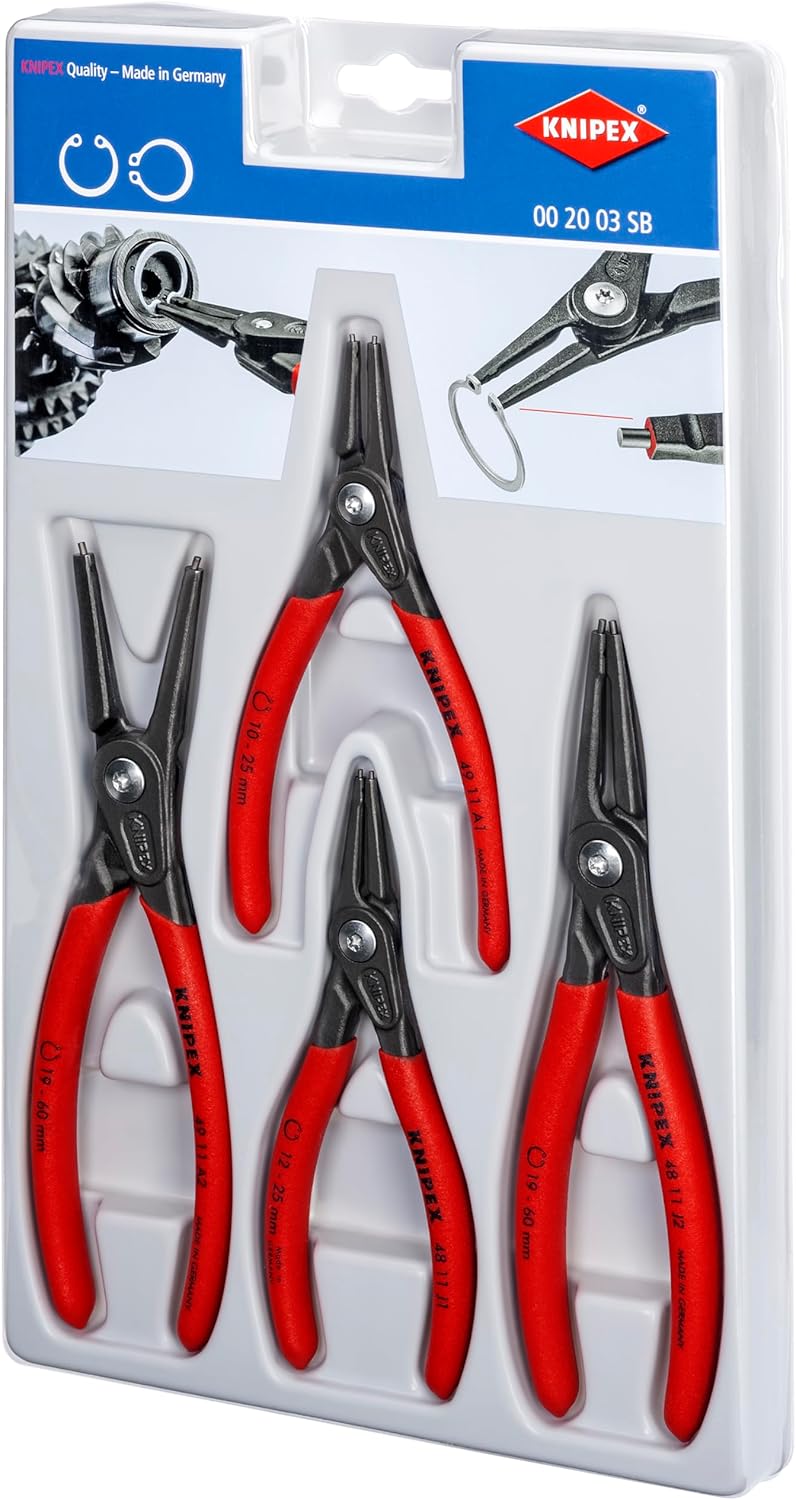 KNIPEX 00 20 03 SB 4 Piece Precision Circlip Snap-Ring Pliers Set