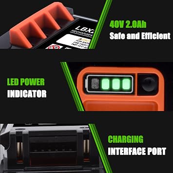 40 Volt MAX 2.0Ah Lithium Battery Replacement for Black and Decker Compatible with LBX2040 LST136 LBXR2036 LBXR36 LHT2436 LCS1240 LBX1540 LBX36 LSWV36 LST540 LST136W, Lithium Ion Technology
