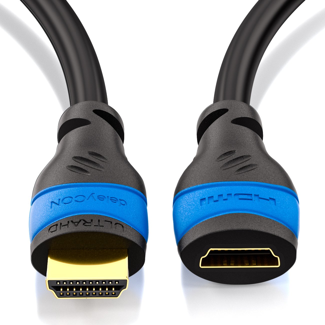 deleyCON 1,5m Cavo di Prolunga HDMI - Compatibile con HDMI 2.0a/b/1.4a - UHD, 4K, HDR, 3D, 1080p, 2160p, ARC, Type a (Standard) - Nero/Blu