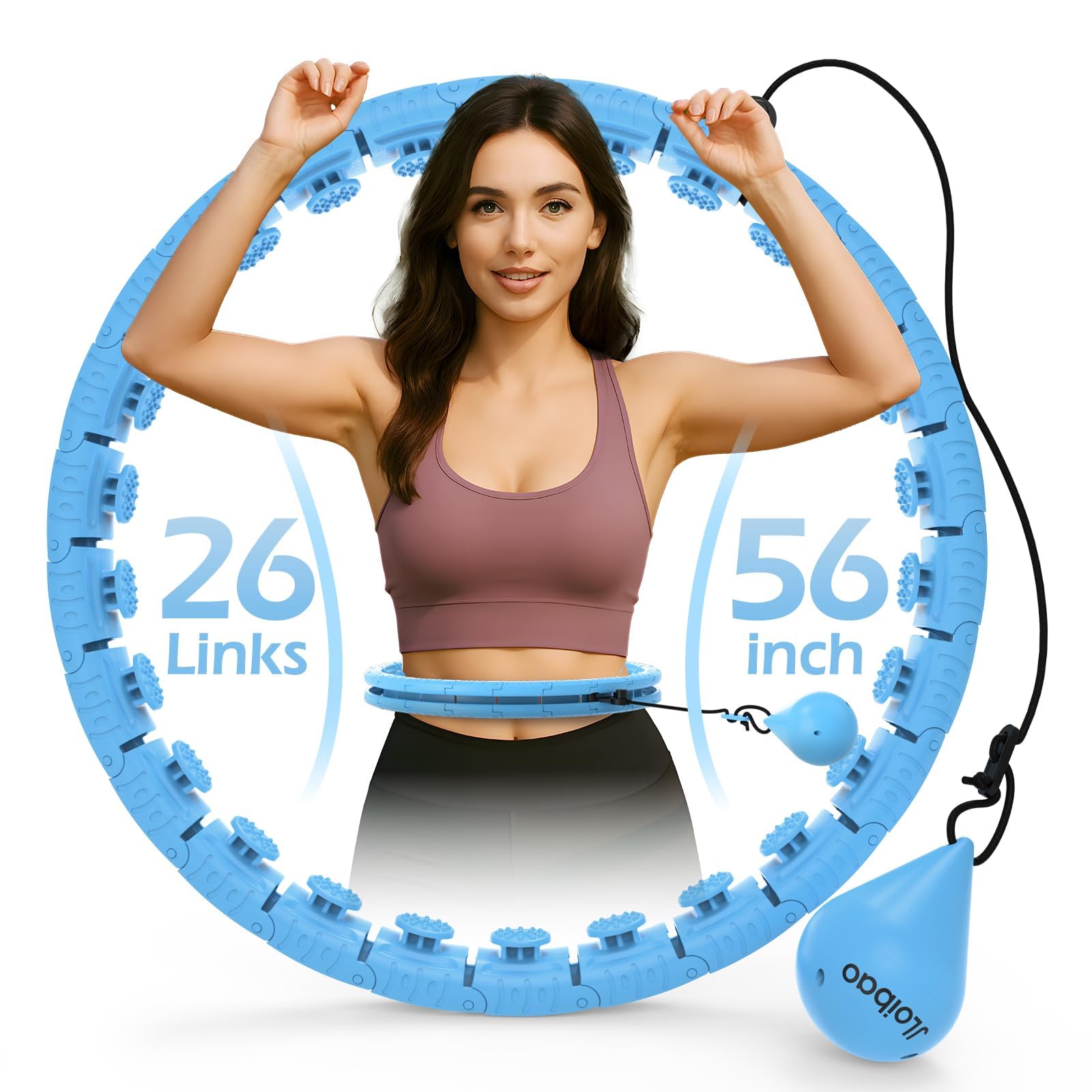View 1 of ***MISSING WEIGHT***
JLoibao Weighted Hula Circle with 26/32 Links(56-66 Inch) for Adults Weight Loss, Infinity Fitness Hoop Plus Size, for Women Smart Exercise