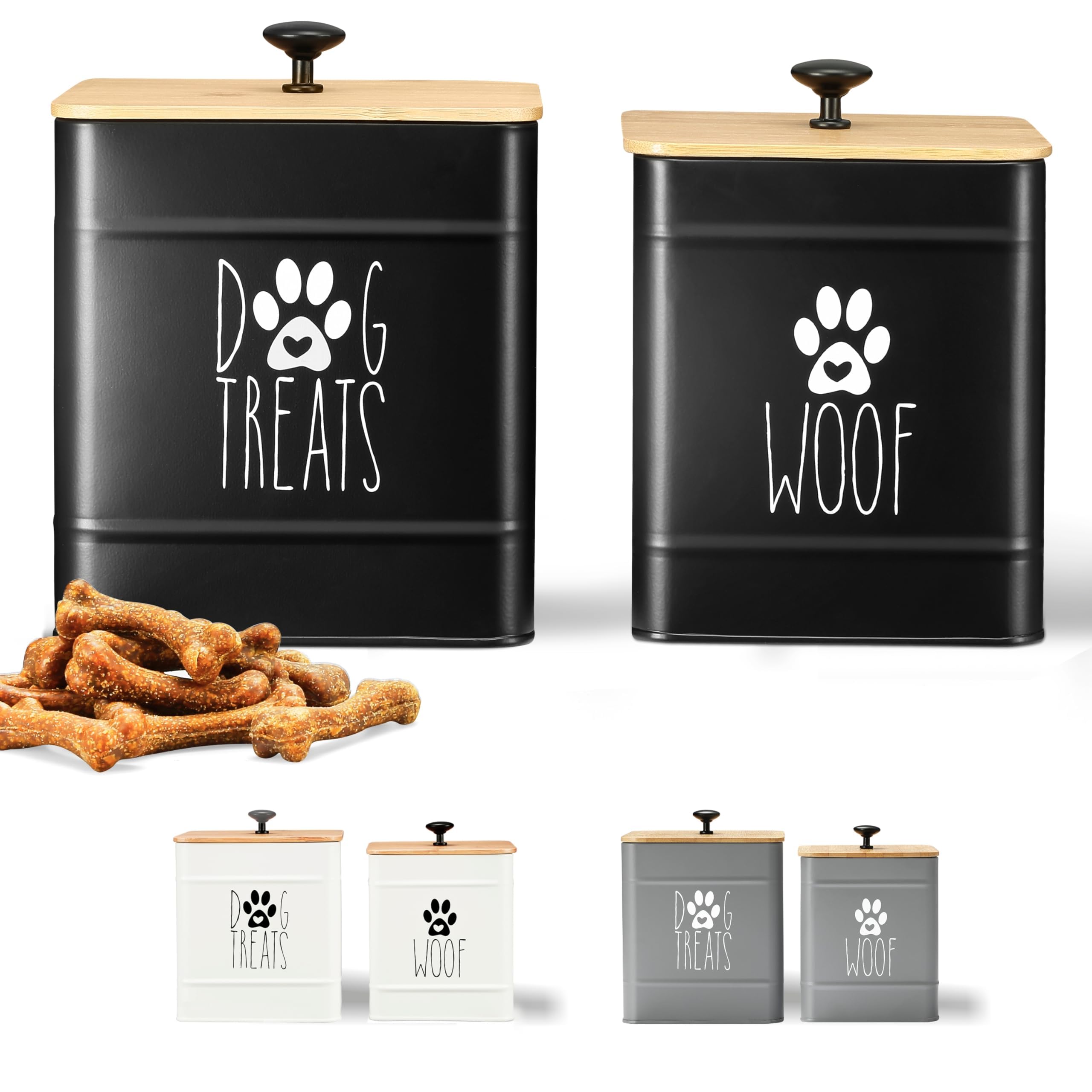 PERFNIQUE Dog Treat Container, Dog Treat Jar Set of 2 with Airtight Lid