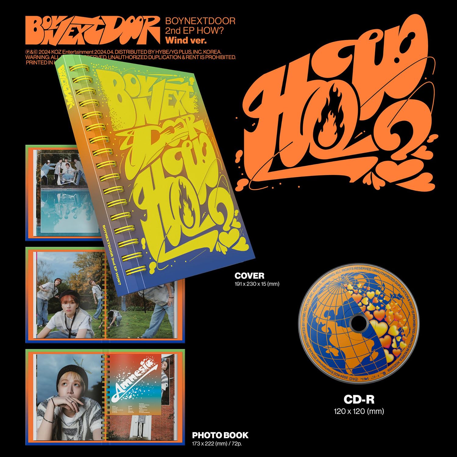 BOYNEXTDOOR - 2nd EP [HOW?] (Wind Ver.) Photo R + Photocard + Meme Card + 4-Cut Photo + Post Card + Scratch Card + Folded Poster + 3 Extra Photocards