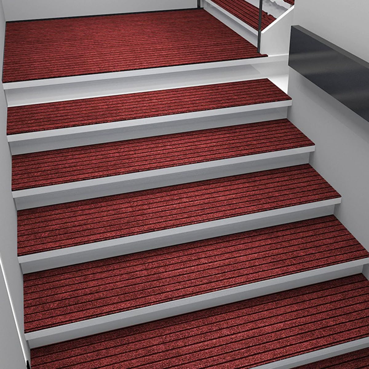 Tappetini per Scale da Interno, Morbidi, Antiscivolo, Lavabili, Rimovibili, tappetini di Sicurezza per Scale, Perfetti per Animali Domestici e Anziani (15 Pezzi, 30x85 cm, Rosso)