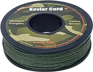 emma kites Camo Green, Red, Blue Braided Kevlar Cord 200Lb~1050Lb Abrasion/Flame Resistant Tactical Paracord, Trip Line, Cord Friction-Saw, Boot Laces, Survival Cord, Model Rocket Shock Cord