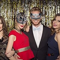 Vista 33 de IETANG - Antifaces venecianos para parejas, baile de máscaras, accesorios de disfraz o fiesta, 1 par Negro
