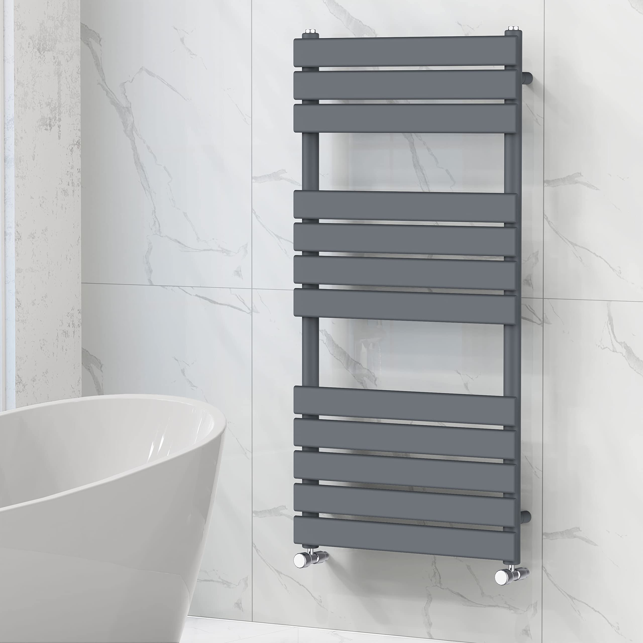 NRG Bathroom Flat Panel Heated Towel Rail Radiator 1200×600mm Anthracite