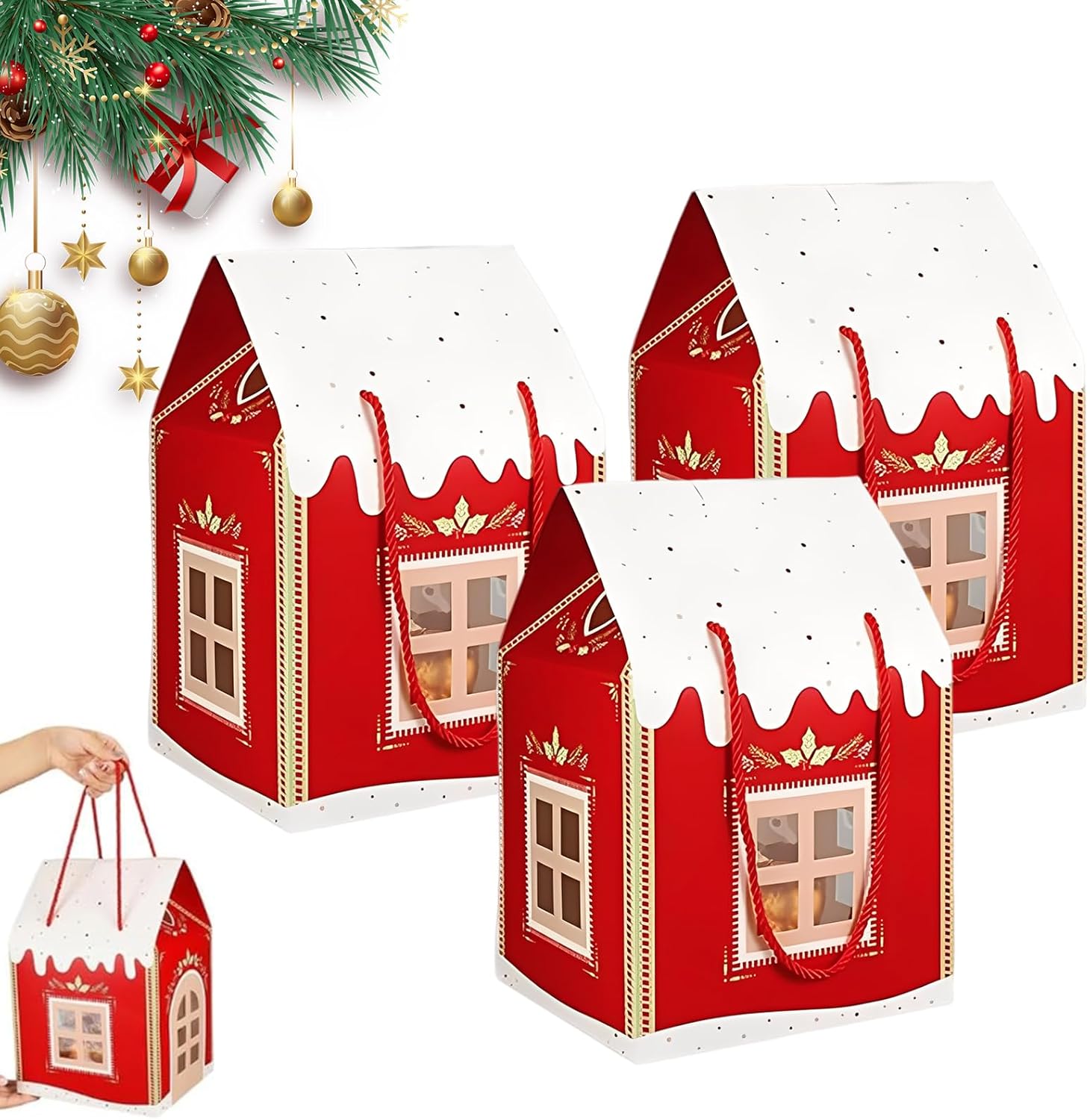 Amazon.com: Enchanted Christmas Cottage Gift Box, Christmas Cottage ...