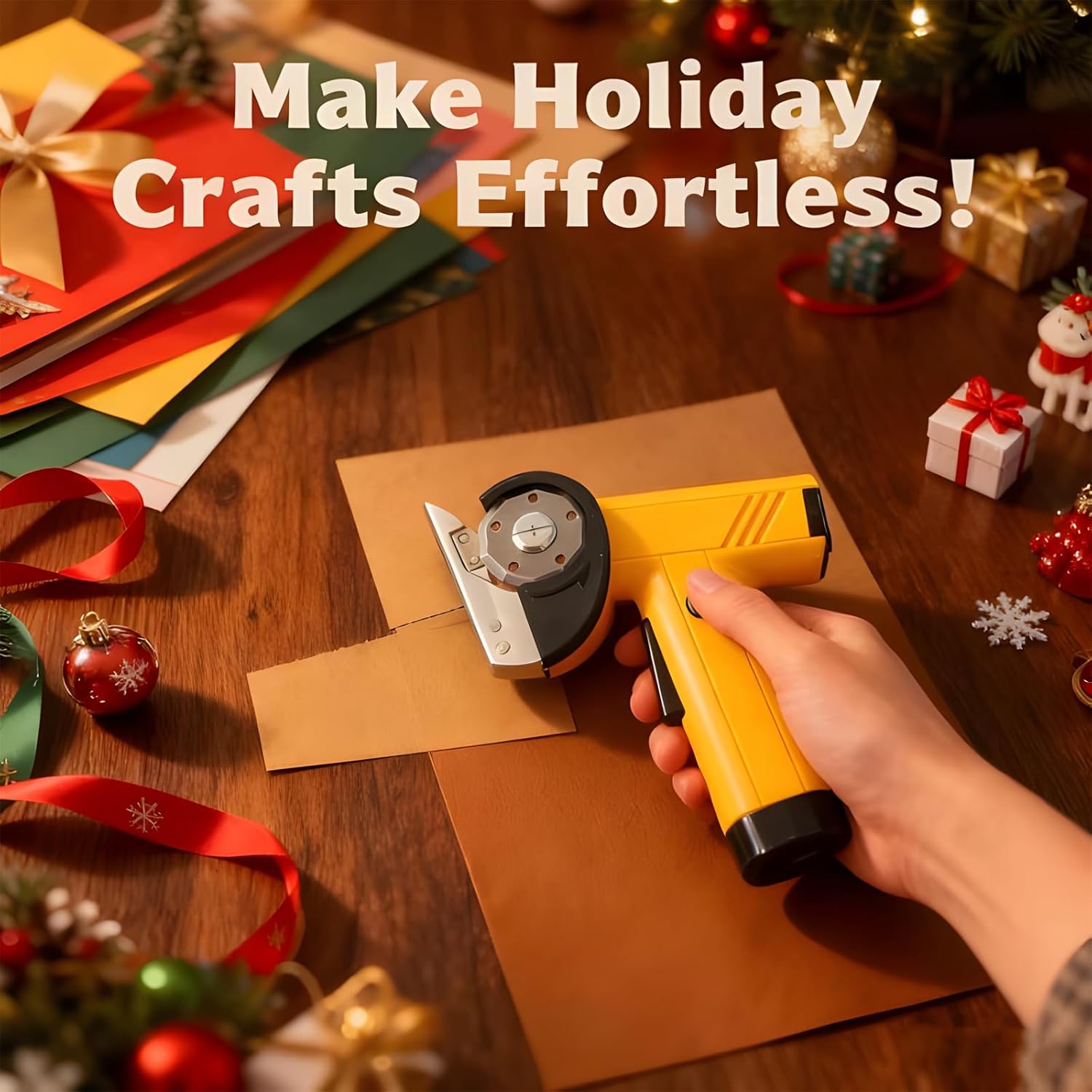 Rechargeable High-Speed Cardboard Cutter, Cordless Electric Scissors, Rechargeable Cardboard Box Cutter, Powerful Shears Cutting Tool for Fabric Electric Box Cutter Leather Felt (White+Yellow)