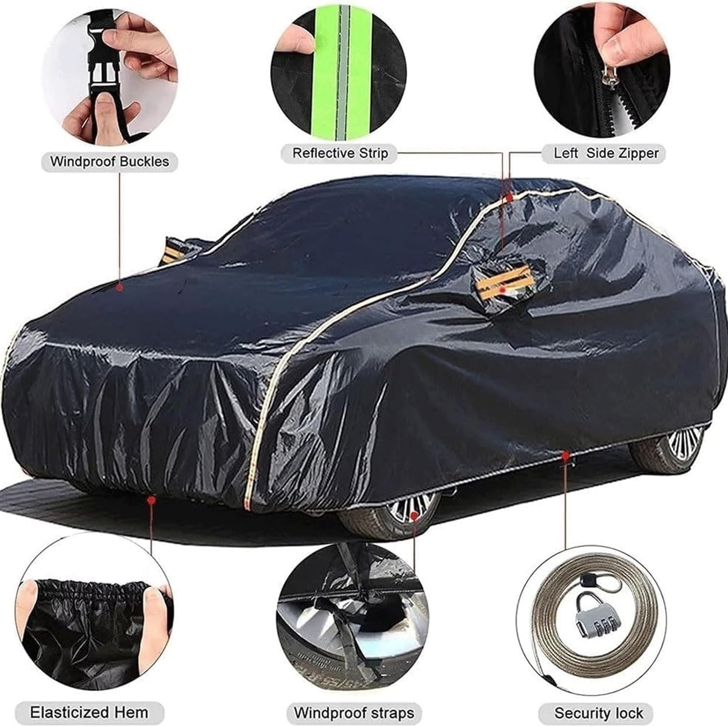 Car Cover for Fiat 124 Spider 500 500C 500e 500L 500X | Waterproof Breathable Scratch-Proof and Windproof Full Car Cover UV Resistant Car Tarpaulin with Reflective Strips (Color : Blue, Size : 124 S