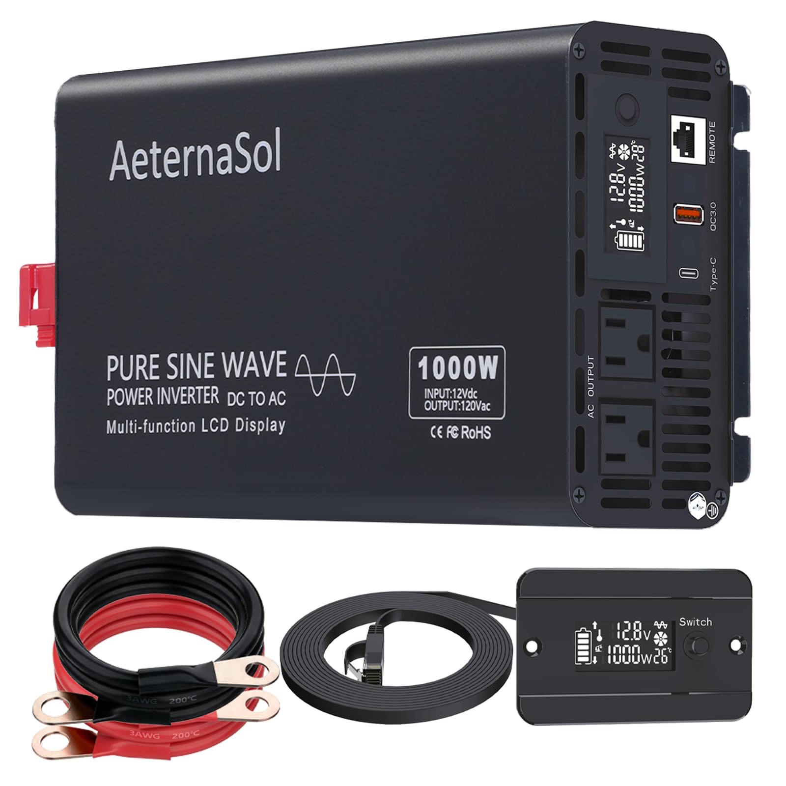 AeternaSol 1000W Pure Sine Wave Inverter