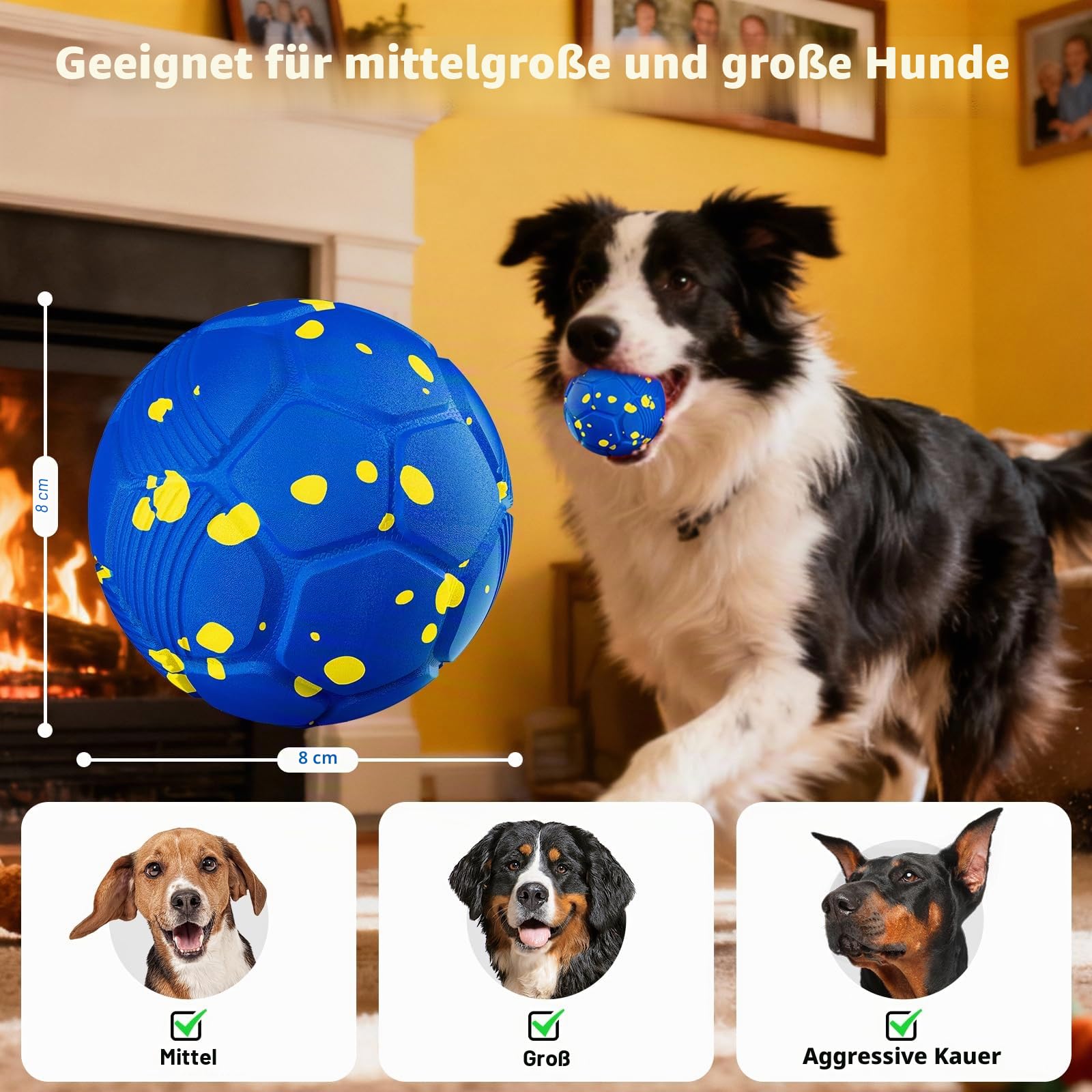 Hundebälle für Hunde Interaktiver Intelligenz Elektrisch Hundespielzeug mit 3 Spielmodi Wasserdicht, Wiederaufladbar, für Mittlere und Große Hunde Hundeball ist aus Naturkautschuk