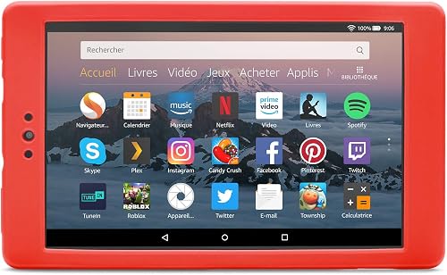 Nupro Coque antichoc pour tablette Fire HD 8, Rouge