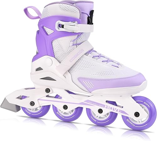 Miniatura 9 de Patín en línea para mujer - Patines en línea para adultos, para interiores y exteriores, blanco y morado, talla 5-12, Move