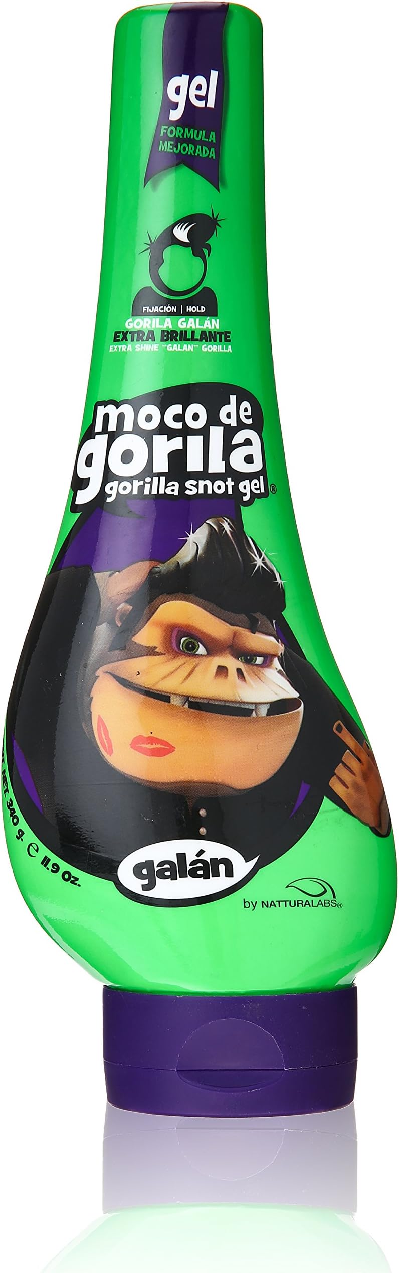 Galan Hair Gel | Extra Brillante Hair Styling Gel for Extreme Long-lasting Hold, Gorilla Snot Gel is the Ultimate Hair Gel to bring Shine to any Hairstyle; 11.9 oz Squizz Bottle
