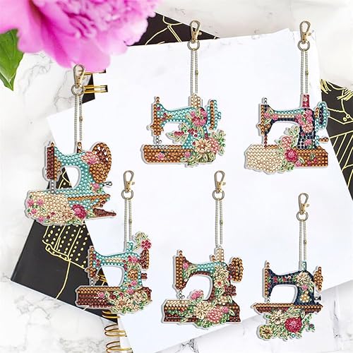 Miniatura 3 de 5pcs DIY 5D colorido búho diamante pintura llavero kits doble cara búho diamante arte llavero llavero