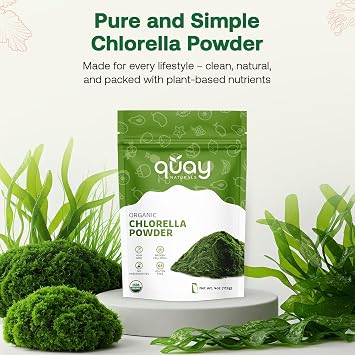 Organic Chlorella Powder 4oz Freeze-Dried, Non-GMO, Gluten-Free, Broken Cell Wall Rich in Chlorophyll & Plant-Based Nutrients Smoothie Booster 100% Pure & USDA Organic.