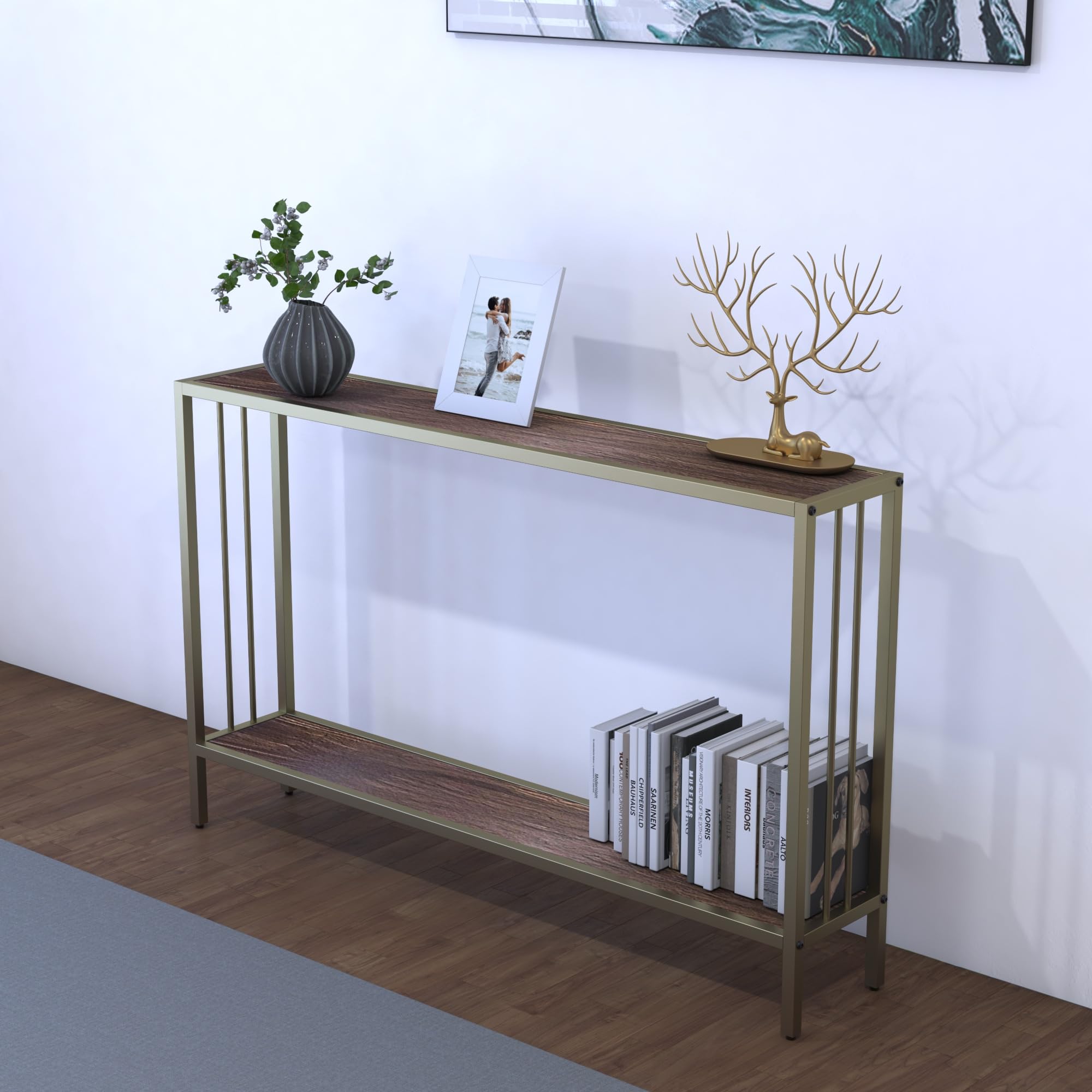 DECOWORLD || Premium Console Table with Storage || Console Tables for Living Room and Entryway || Side Tables for Room Decor (Golden)-image-40