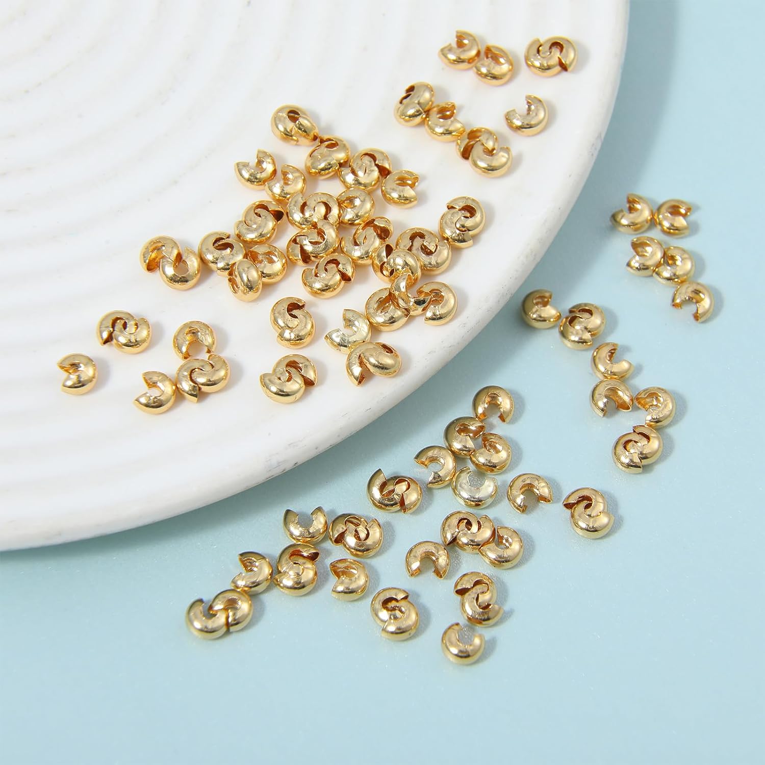 100Pcs Crimp Covers for Jewelry Making,4mm Crimp Bead Covers - Half Round Open,Jewelry Bead Crimps Crimping Beads for DIY Craft Making - Image 5