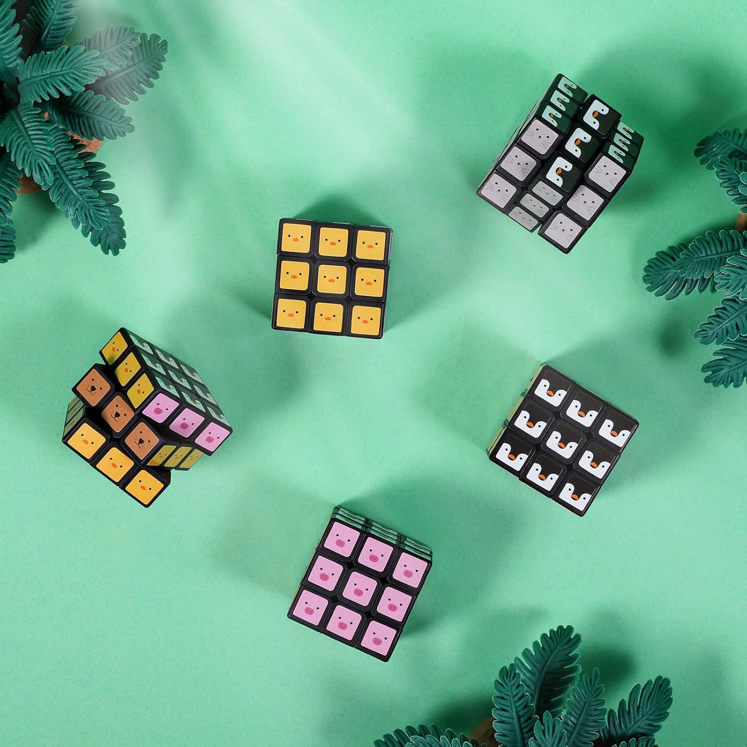 24 Pack Animals Mini Cube Bulk, 1.18 Inch 3x3x3 Small Puzzle Cubes Set, Animal Themed Birthday Party Favors, Classroom Rewards Prizes, Stocking Stuffers, Easter Basket Fillers for Kids