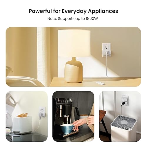 Miniatura 6 de TREATLIFE Paquete de 3 mini enchufes de salida de control remoto con control remoto magnético, interruptor de luz inalámbrico de 15 A1800 W para